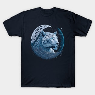 White Leopard At Night Time T-Shirt